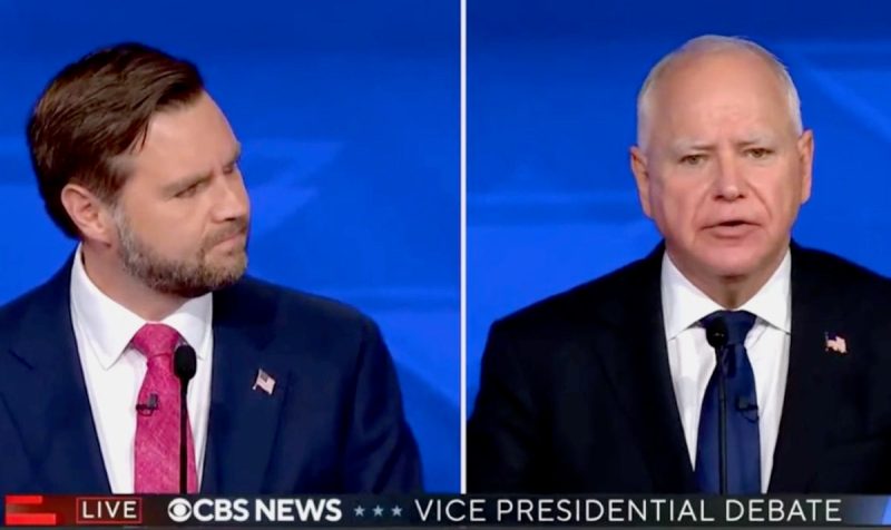 JD Vance and Tim Walz during vice presidential debate