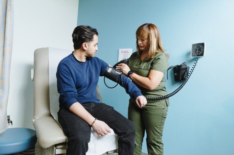 Healthcare provider with patient