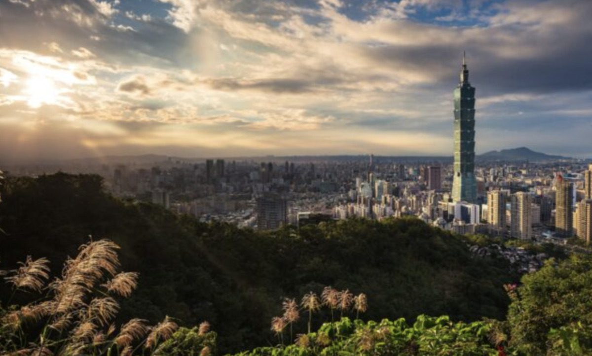 sunset over taipei, taiwan